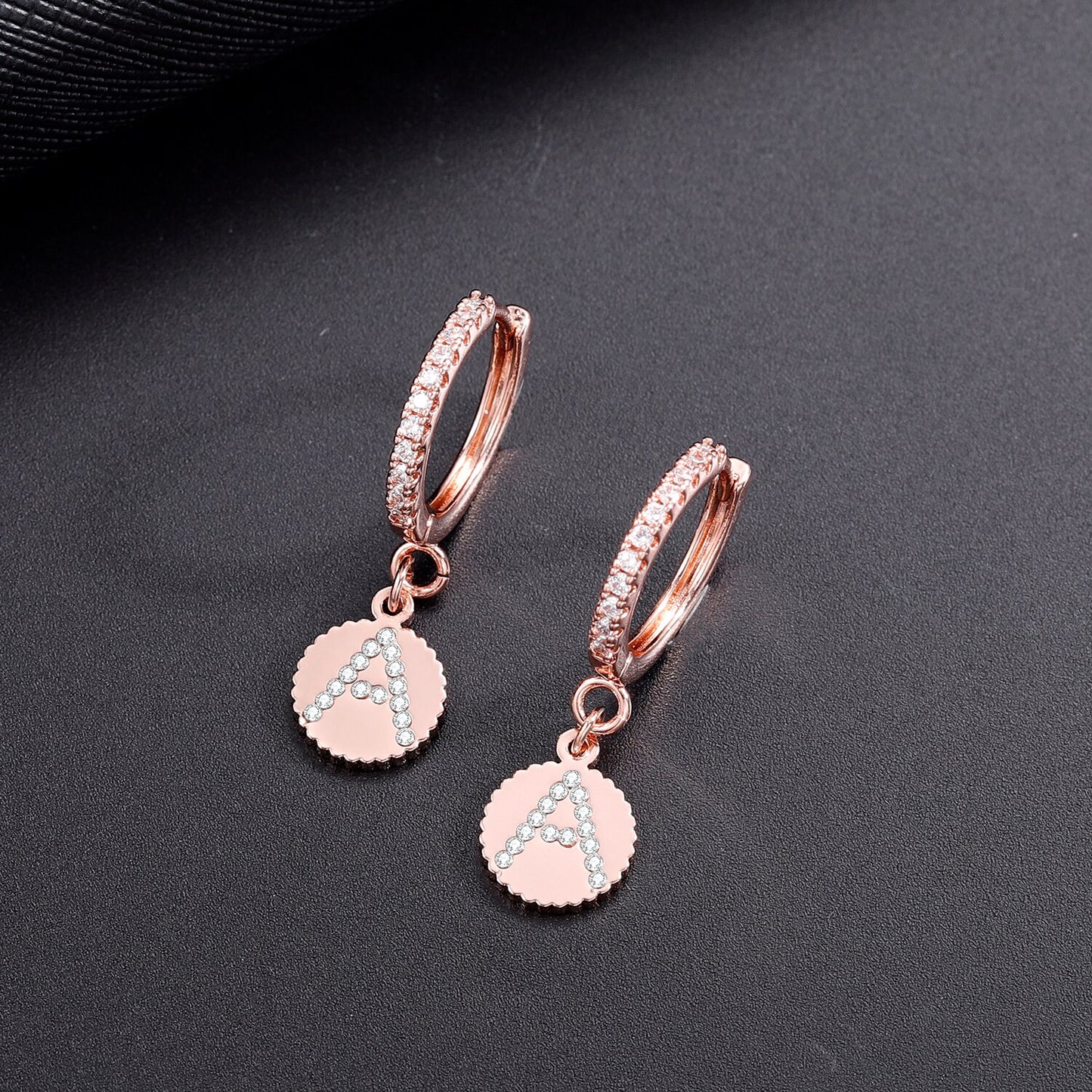 Diamond Initial Huggie Earrings