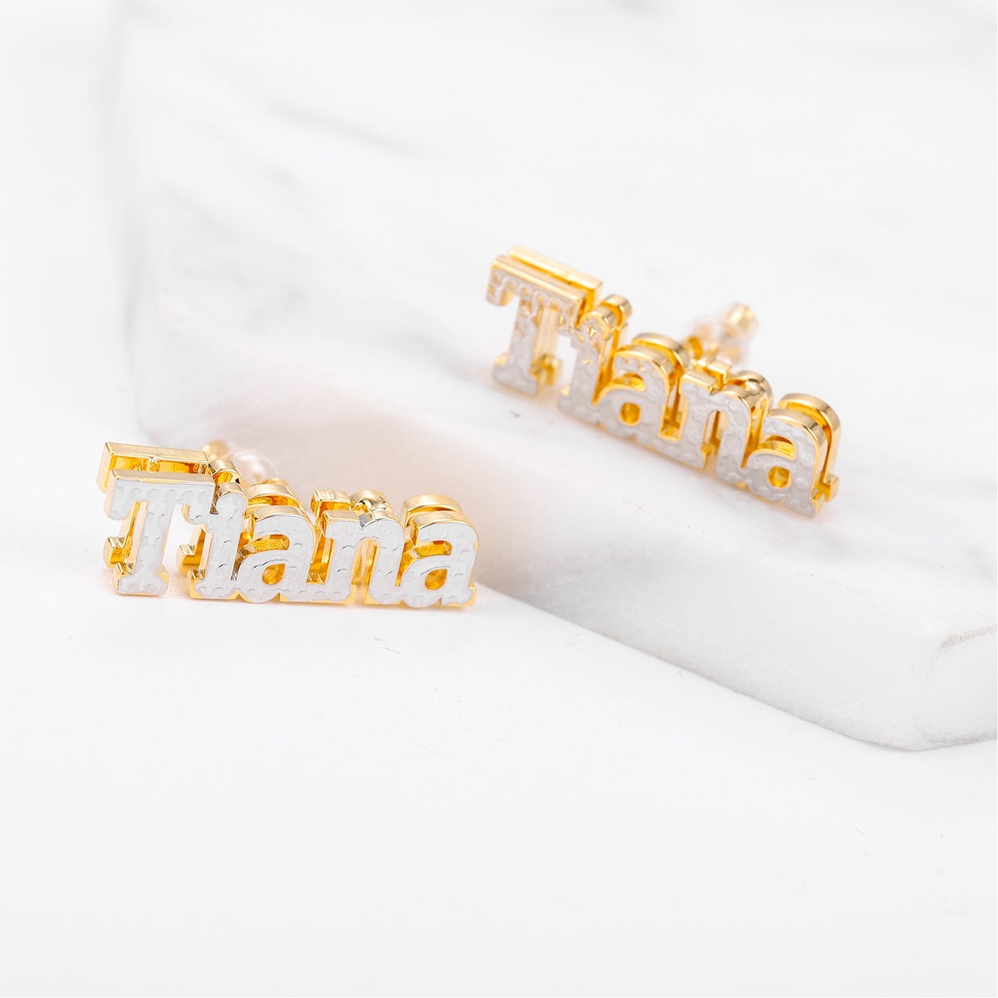 Diamond Minimalist Name Earrings