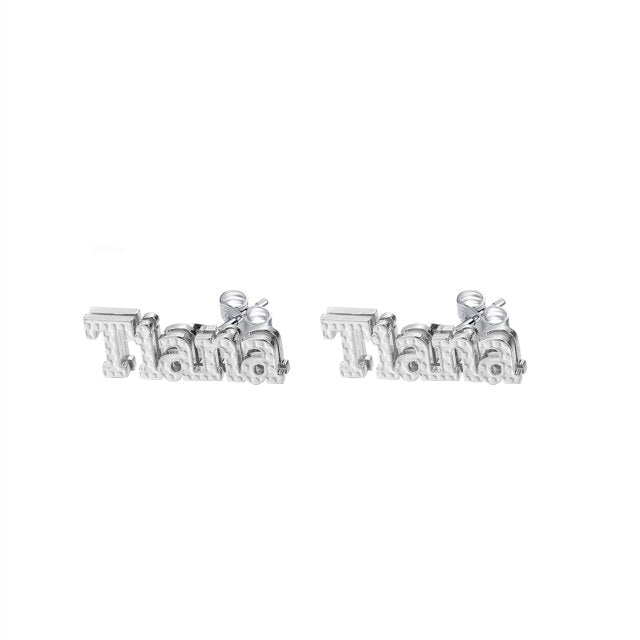 Diamond Minimalist Name Earrings