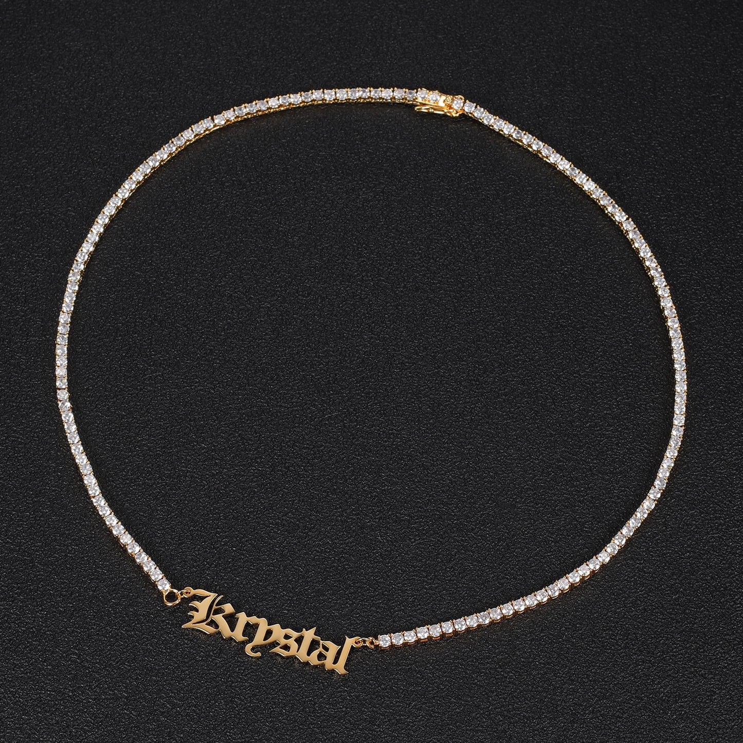 Diamond Tennis Chain Name Necklace