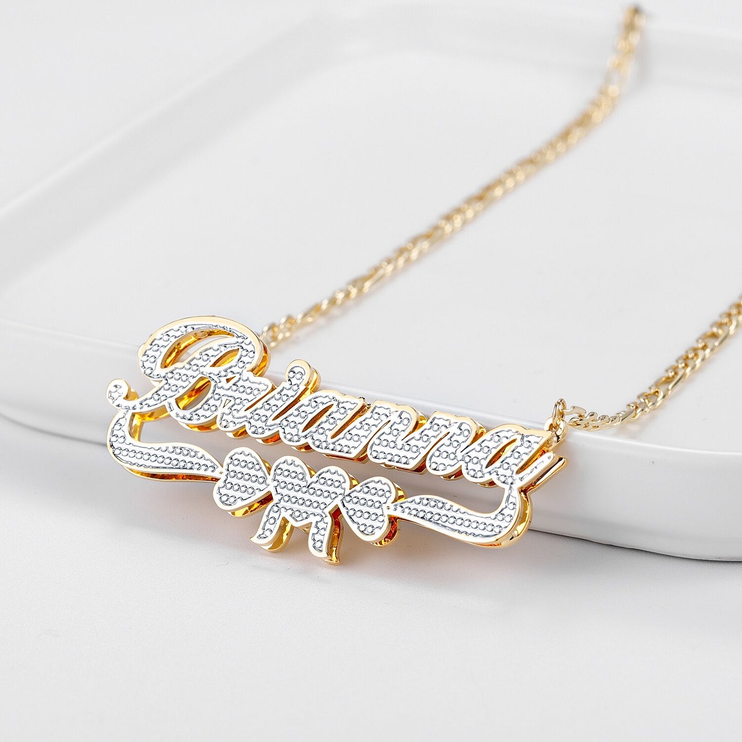 Heart-Ribbon Name Necklace