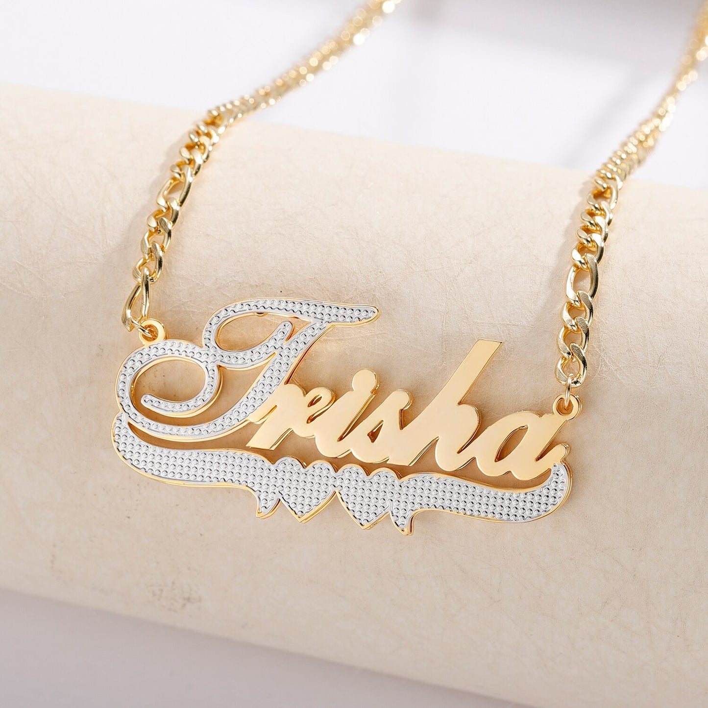 Two Tone Nameplate Necklace