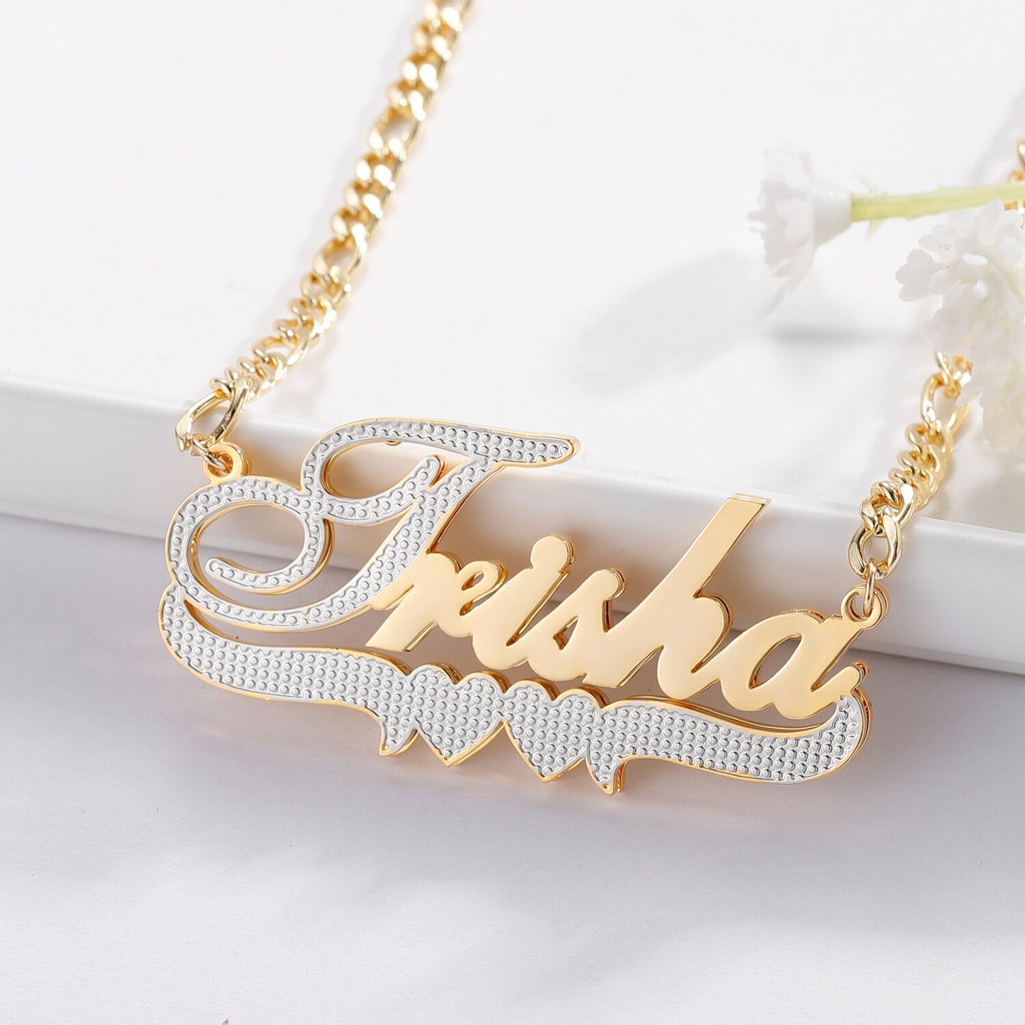 Two Tone Nameplate Necklace