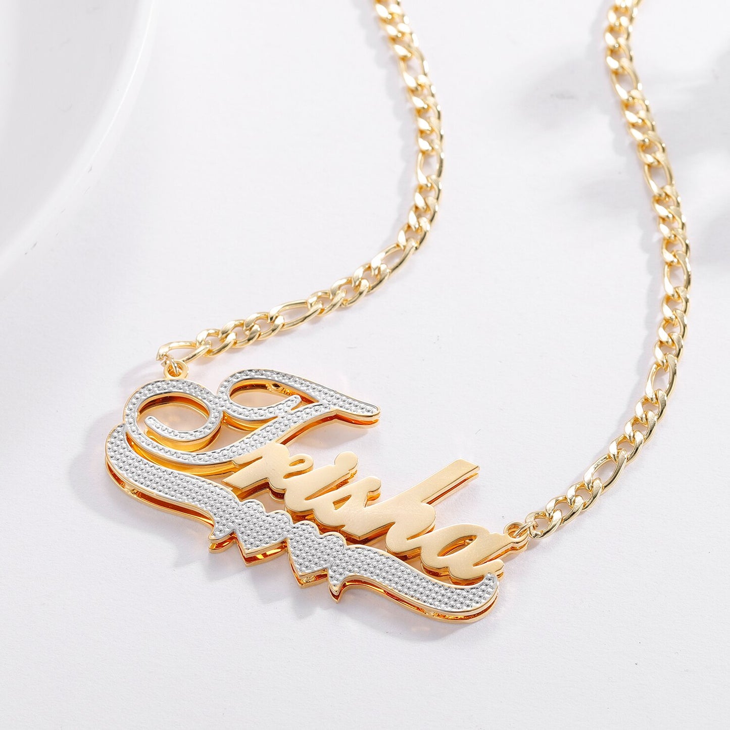 Two Tone Nameplate Necklace