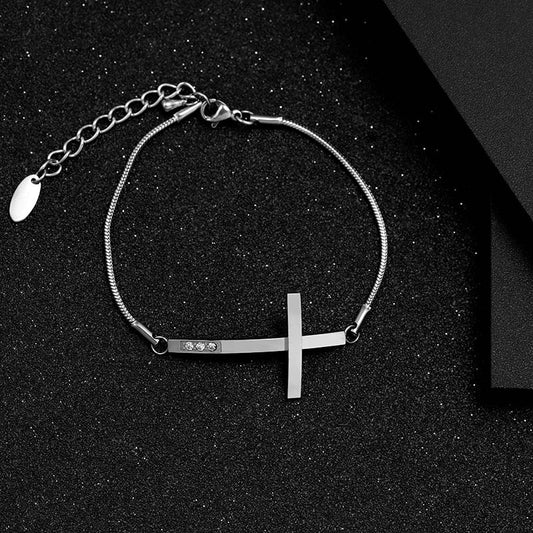 Cross Name Bracelet in Sterling Silver